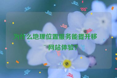 為什么地理位置服務(wù)能提升移動網(wǎng)站體驗？