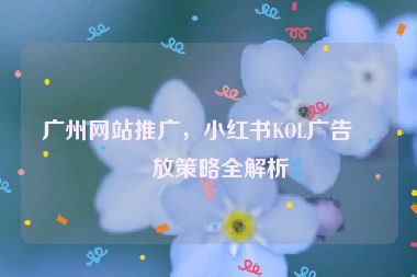 廣州網(wǎng)站推廣，小紅書KOL廣告投放策略全解析
