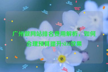 廣州做網(wǎng)站排名費(fèi)用解析，如何合理預(yù)算提升SEO效果