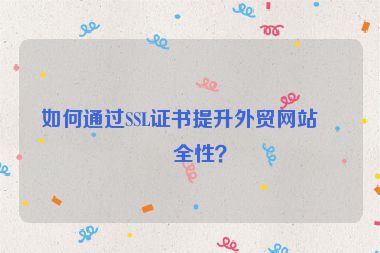 如何通過SSL證書提升外貿(mào)網(wǎng)站安全性？