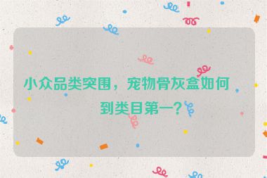 小眾品類突圍，寵物骨灰盒如何做到類目第一？