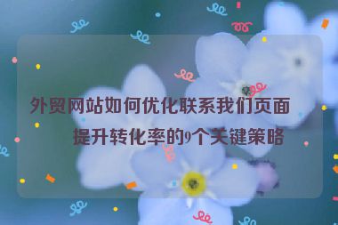 外貿(mào)網(wǎng)站如何優(yōu)化聯(lián)系我們頁(yè)面？提升轉(zhuǎn)化率的9個(gè)關(guān)鍵策略