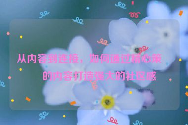 從內(nèi)容到連接，如何通過(guò)精心策劃的內(nèi)容打造強(qiáng)大的社區(qū)感