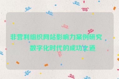 非營利組織網(wǎng)站影響力案例研究，數(shù)字化時代的成功之道