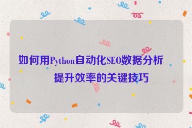 如何用Python自動化SEO數(shù)據(jù)分析？提升效率的關(guān)鍵技巧