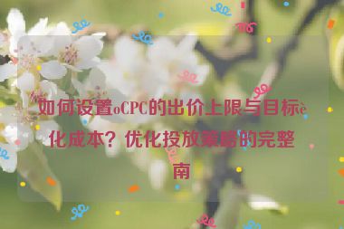如何設(shè)置oCPC的出價上限與目標(biāo)轉(zhuǎn)化成本？優(yōu)化投放策略的完整指南