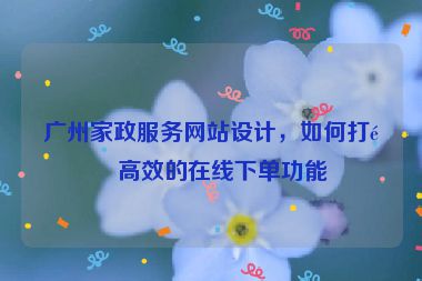 廣州家政服務(wù)網(wǎng)站設(shè)計(jì)，如何打造高效的在線下單功能