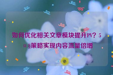 如何優(yōu)化相關(guān)文章模塊提升PV？5大策略實現(xiàn)內(nèi)容流量倍增