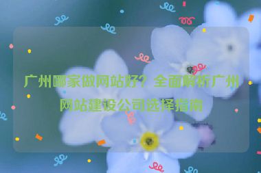 廣州哪家做網(wǎng)站好？全面解析廣州網(wǎng)站建設(shè)公司選擇指南