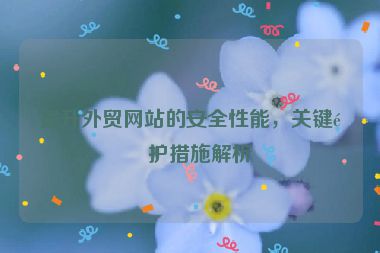 提升外貿(mào)網(wǎng)站的安全性能，關(guān)鍵防護(hù)措施解析
