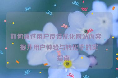 如何通過用戶反饋優(yōu)化網(wǎng)站內(nèi)容，提升用戶體驗(yàn)與轉(zhuǎn)化率的實(shí)用指南